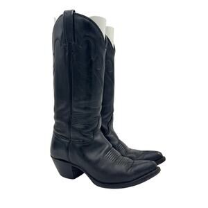 J. Chisholm Smooth Black Leather Western Boots Women's 7M Y2K Boho Vintage